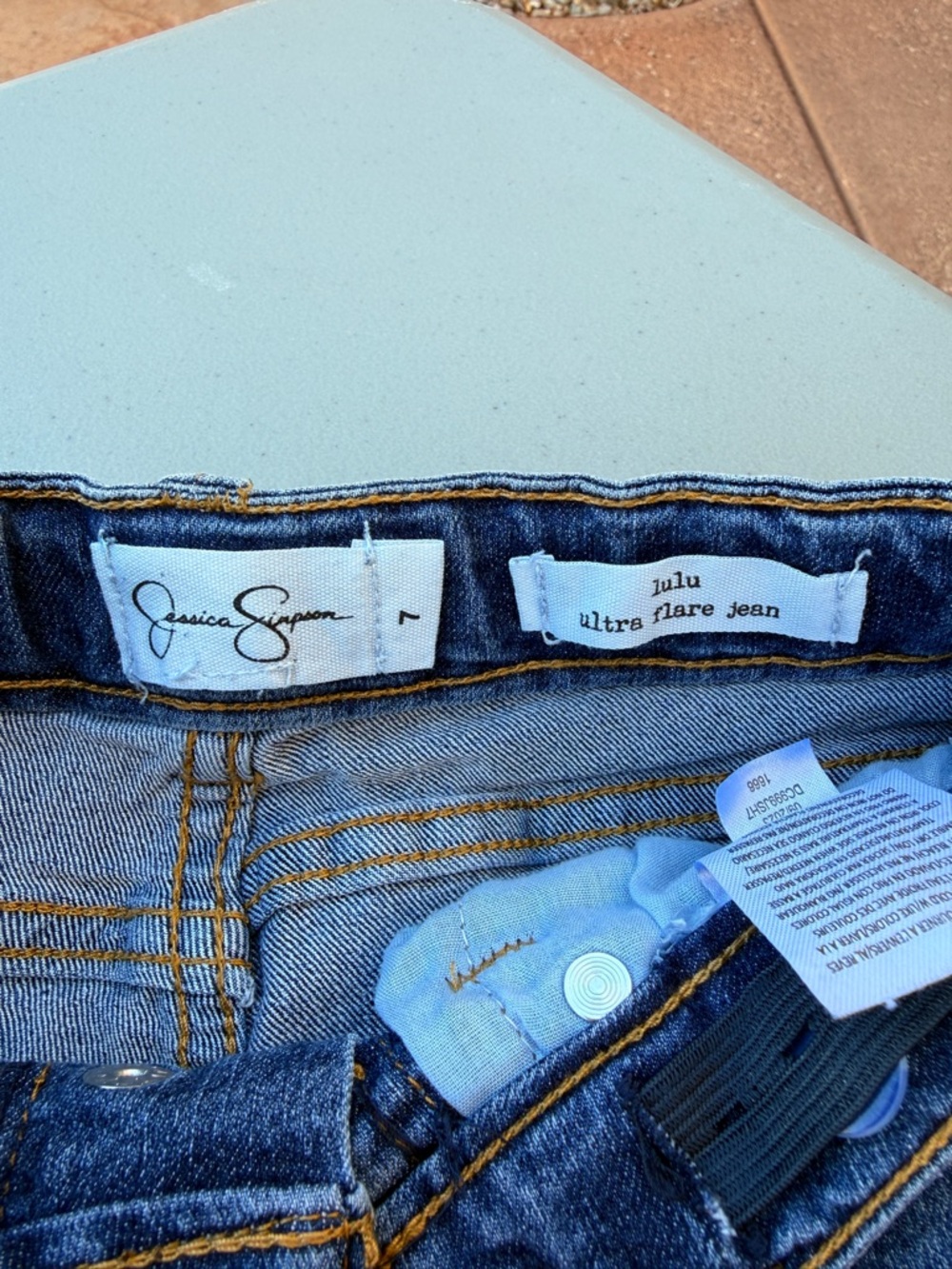 Jessica Simpson Blue Flared Button-Fly Jeans - Picture 2 of 2